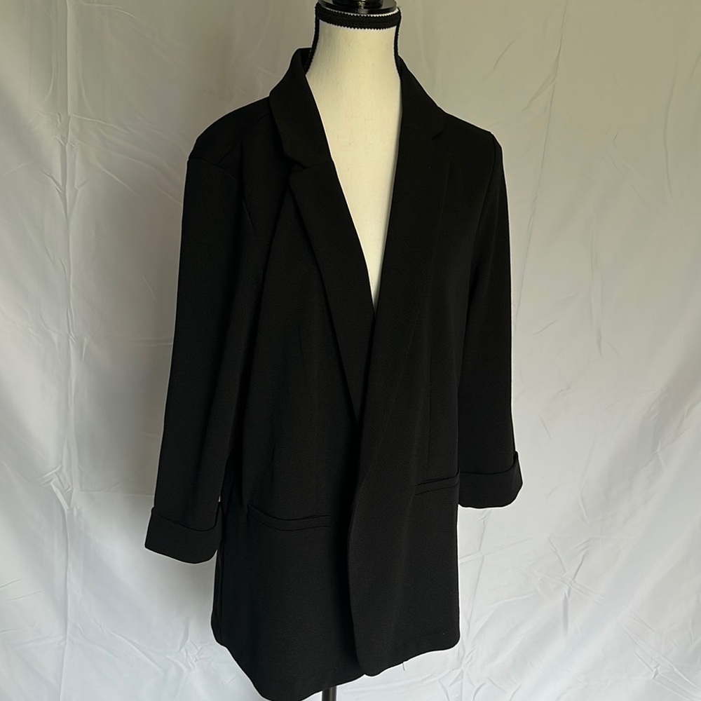 Maurices Black Blazer with Lapel Collar and Rolled Sleeves